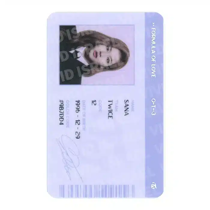 TWICE SANA – Formula of Love: O+T=<3 ID Photocard